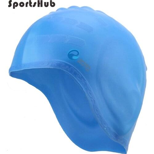 SPORTSHUB Adult Unisex 100% Silica Gel Ear Protection Swimming Cap Men Women Silicone Swim Cap Pool Hat Ear Protectors NR0103