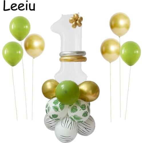 Leeiu 1st Birthday White Number Balloons Kids Birthday Party Decoration 32 inch Foil Digit Globos Wedding Balloon Baby Shower