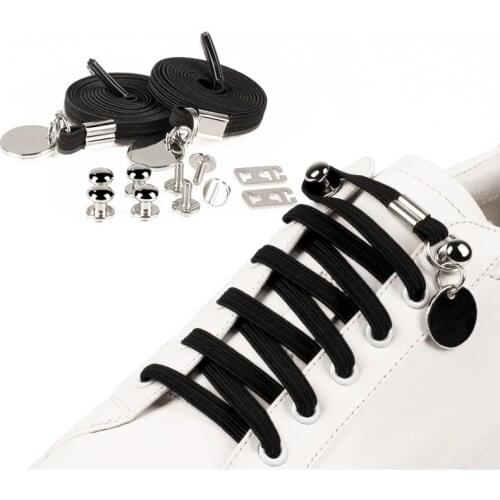 New 17 colors No Tie Shoelaces Elastic Buckle Trendy Quick Lock Shoe Lacing System Shoestrings