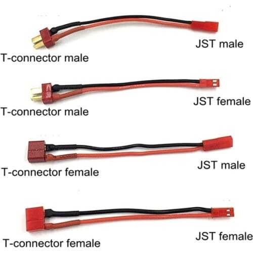 FATJAY T-connector T plug to JST connector male female conversion adapter 18AWG soft silicone wire 10cm for RC hobby acc