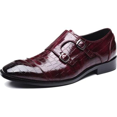 New Classic Crocodile Pattern Business Flat Shoes for Men Design Formal Dress PU Leather Shoes Male Loafers Party Shoe Big Size