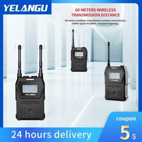 YELANGU MX4 UHF Recorder with Wireless Microphone Camera Phone Lapel Lavalier Vlog for DSLR Mobile Camera Shooting Interview