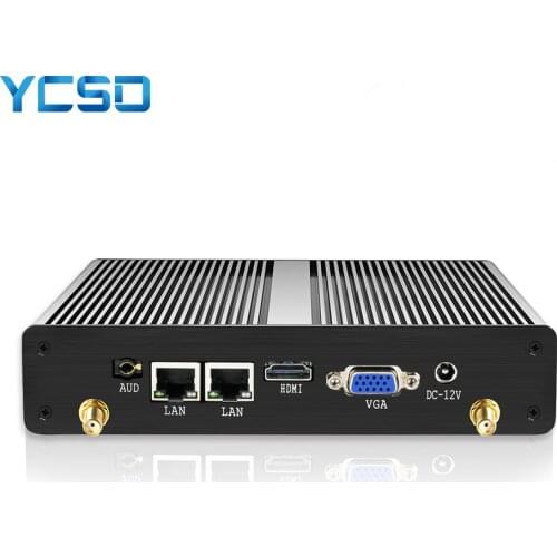 YCSD Fanless Mini PC Dual LAN Celeron 2955U J4105 PC 2*Serial port 2*LAN WiFi HDMI VGA HTPC Computer Nuc Mini pc Windows 10 pro