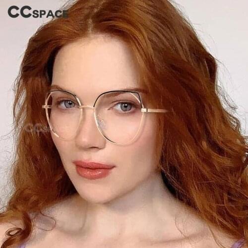 49705 For Women Cat Eye Anti Blue Light Metal Prescription Glasses Frames Fashion Computer Eyeglasses