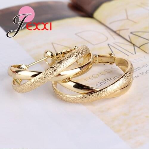Low Price Fashion Women Female Accessories Jewelry 2 Colour Cross 925 Sterling Silver Earrings Circle High Quality