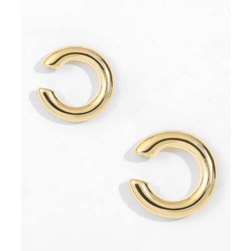Women Fashion Gold Color Metal Ear Cuff Clip Earring C-shaped Circle Statement Small Earring for Girls Jewelry Punk Style