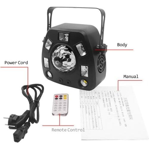 Sound Party Lights DMX DJ Laser Projector Strobe Magic Ball LED Disco Light For Home Stage Lighting Effect Remote UV Light Black