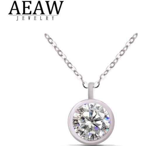 0.3carat 4.0mm Round Moissanite Pendant D VVS Moissanite Weding Pendants for Women Solid 18k White Gold