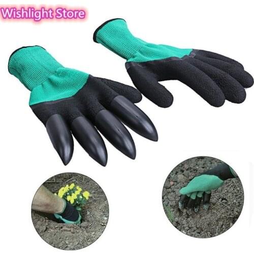 4 Hand Claw ABS Plastic Garden Rubber Gloves Gardening Digging Work Glove Planting Durable Waterproof Outdoor Cleaning Tools