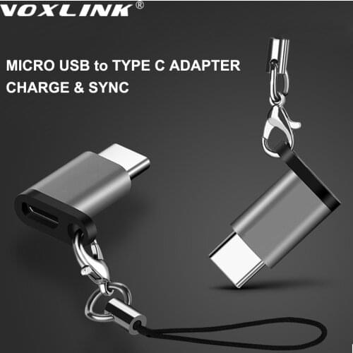 VOXLINK Micro USB To TypeC Adapter Alloy Case Android Micro USB Connector To Type C For Huawei For Xiaomi With Keychain Adaptors