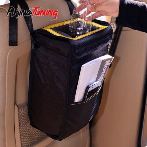 Car Trash Can Organizer Garbage Holder Foldable Auto Storage Bag with Lid Waterproof Car Garbage Bin Accessories