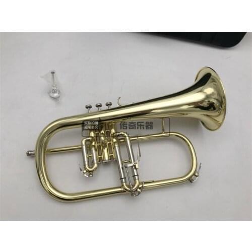 Hot Brand Bach Flugelhorn Bb Brass Lacquer metal With Case Accessories Free Shipping