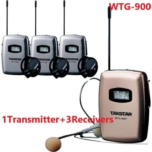 Takstar WTG900 Wireless Guide/Talkback System 780-850MHZ use for Travelling synonous translation 1 transmitter+3 Receivers