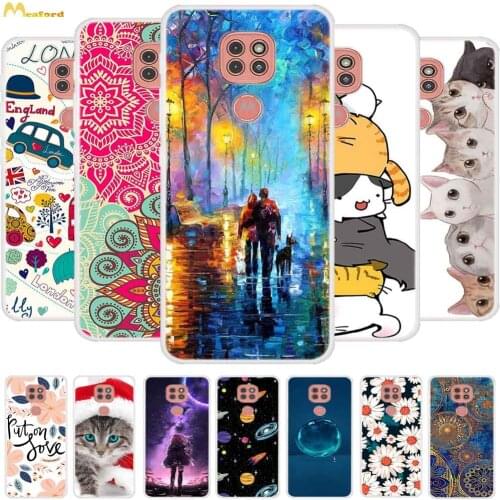 For Moto G9 Play Case Flowers Cat Silicone Phone Cover For Motorola Moto E7 Plus Case MotoG9 G9Play Funda Soft Clear TPU Bumper