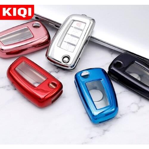 Soft TPU Car Folding Flip Key Case Shell Cover Keychain for Nissan X-Trail T32 Rogue Juke F15 Qashqai Tiida Murano Maxima Quest