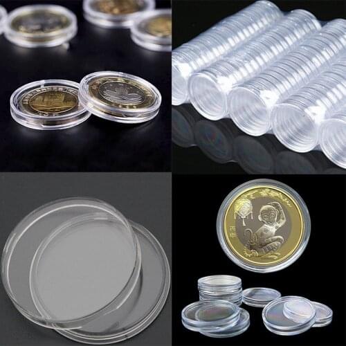 10Pcs 46mm Plastic Clear Round Coin Holder Capsule Protector Box for Coin Collection Case Storage Box jewelry organizer