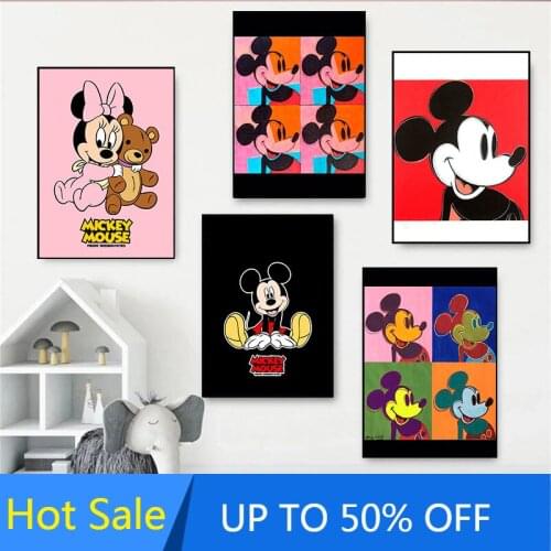 Disney Cartoon Canvas Painting Wall Art Mickey Mouse Minnie Donald Duck Prints Posters Pictures for Bedroom Home Decoration