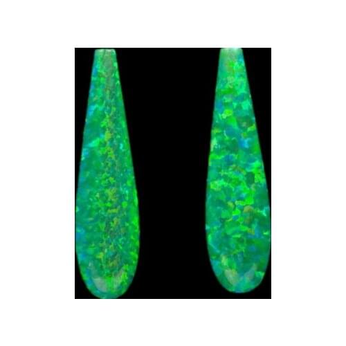 Hill-san Lotus Opal Teardrop 8x30mm Charms Synthetic Green Fire Opal Teardrop For DIY Jewelry Earring