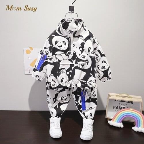 Baby Girl Boy Cotton Panda Clothes Set Zipper PJacket+Pant 2PCS Infant Toddler Child Tracksuit Outfit Baby Clothes Suit 1-5Y