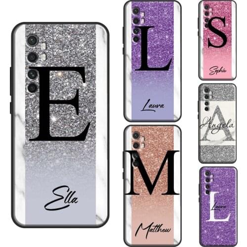 PERSONALISED HANDWRITTEN GLITTER MARBLE Case For POCO M3 Pro F3 X3 Cover Bag For Xiaomi Mi 11 Pro 10T Mi 11 Ultra Note 10 Lite