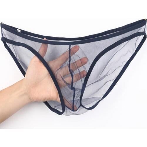2PCS New Transparent Men Sexy Briefs Hot Gay Mesh See Through U Convex Low Waist Male Club Party Strip Underwear