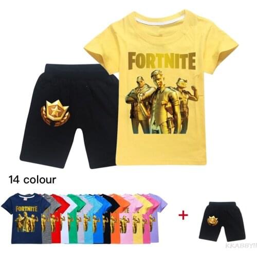 Fortnites Boys Girls Clothing Set Boutique Kids Baby Girl Clothes Game Cartoon Featured Short Sleeve Suit 2-16Y