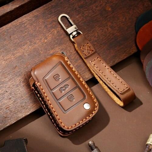 Leather Car Key Case Cover For Volkswagen VW Polo golf 7 MK7 FOR Skoda Octavia Kodiaq Karoq FOR SEAT Ateca Leon