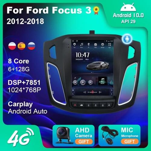 Android 10 Vertical Screen Smart Car Radio For Ford Focus 3 2012-2018 Tesla Style Multimedia Carplay DSP GPS 360 Camera RDS BT