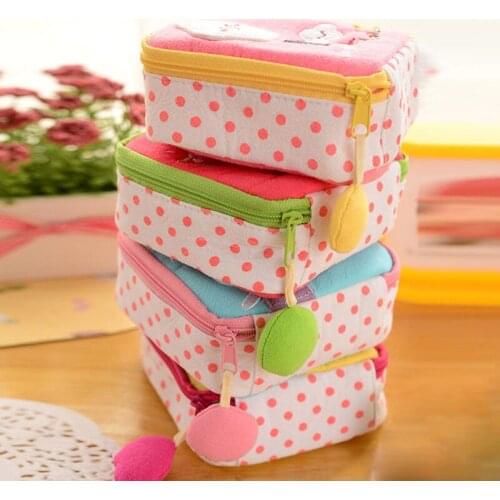 Mini Women Cosmetic Bag Cartoon Floral Animal Sanitary Napkins Bag Travel Lipstick Toiletry Coin Money Card Organizer Set Pouch