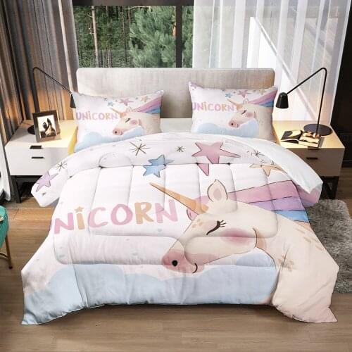 3D Print Fashion Cartoon Cute Unicorn Custom Modern Quilt Suitable For Girls Kids Super Soft Quilting Kawaii Home Bedroom Decor