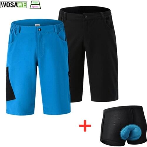 WOSAWE Men Breathable Cycling Shorts Padded Cycling Underwear Multi-Pocket Mountain Bike Loose Outdoor Downhill Shorts