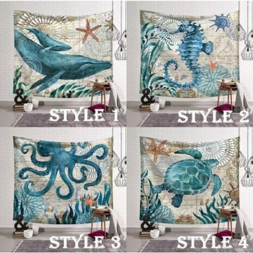 Mandala Wall Hanging Tapestry Wall Art Decor, Beach Throw Cloth Sea Turtle Bohemian Tapestry Marine Life Bohemian Tapestry