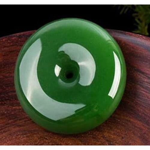 Natural Chinese HeTian Green Jasper Safety Buckle Jade Pendant Necklace Carved Fashion Charm Jewelry for Men Women Amulet Gifts