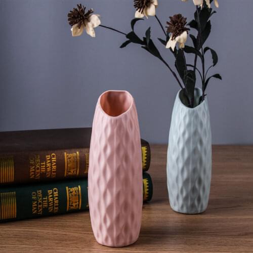 21cm Nordic Plastic Vase Flower Vase Anti-drop Simple Flower Pot Home White Imitation Ceramic Flower Pot Flower Basket Home Deco