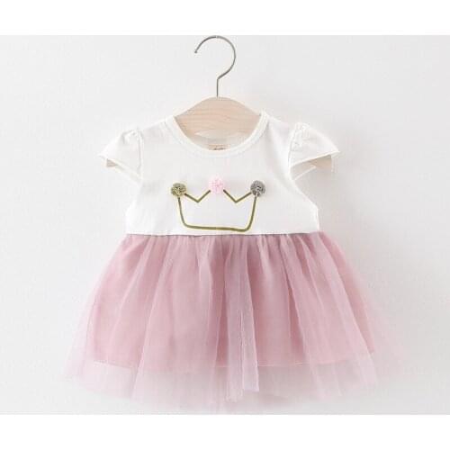 2019 Kids girls new summer Dress clothing Baby girls cute cartoon short sleeve cotton mesh princess Dress 1-3 Years