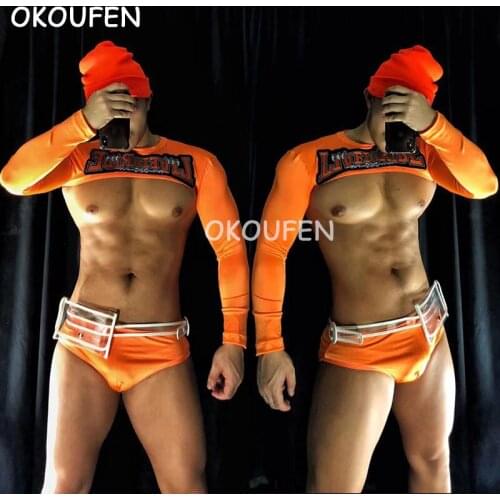 New fluorescent orange theme party costume nightclub bar ds men and women sexy party dj performance clothing