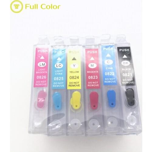 FULLCOLOR refillable empty cartridge with auto reset chip T0821 series 82n for epson T50 R270 R290 R390 RX590 RX610 RX615 RX690