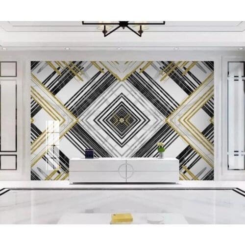 Custom 3D mural wallpaper jazz white marble modern minimalist geometric line background wall brick decorative painting
