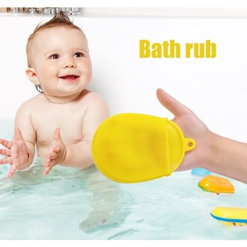 Dropshipping High Quality Toddler Baby Silicone Body Bath Brush Quick Dry Bacteria Resistant Scrubbers Exfoliating Mitt SMJ