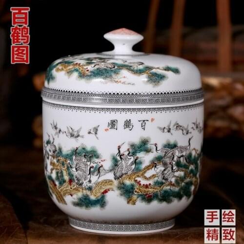 Various Chinese porcelain HAND PAINT a hunred cranes famille rose porcelain vase jar has certification
