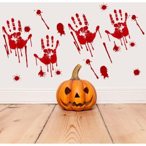 Horrible Halloween Bloody Handprint stickers Wall Window Door Floor Decal Stickers Halloween Party Decoration haunted house prop