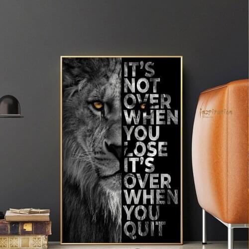 Inspiring Words On Lion Head Canvas Paintings on the Wall Art Posters and Prints Black And White Lion Art Pictures Home Decor