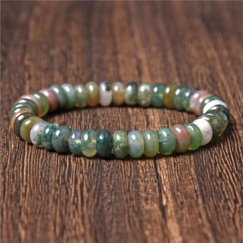 Vintage Rondelle Agates Beaded Bracelet Men Bangles Gems Stone Turquoises Bracelets for Women Fashion Jewelry Health Pulsera