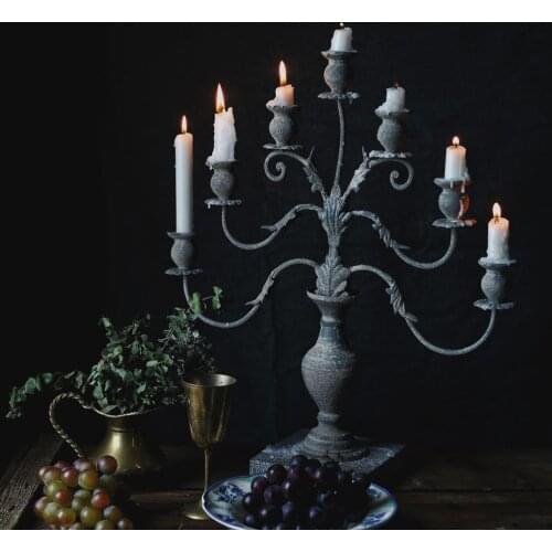 7 arms country style retro vintage metal candlestick holder