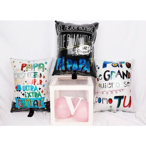 5pcs balloons Spanish Happy Fathers Day Helium Globos Feliz Dia Super Papa Foil Balloon father mother Party Decoration Globos