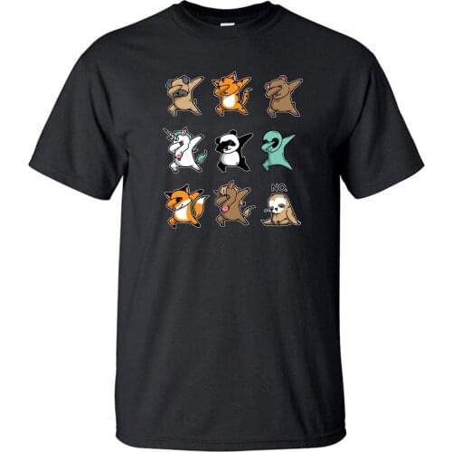 Dabbing Animal Crop Tshirt Men T Shirt Dance Hip Hop Tshirts Summer Cotton Short Sleeve Black White Loose Punk Rock Cool T-Shirt