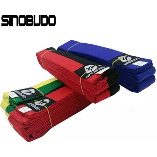 10 Colors Professional WTF SINOBUDO Taekwondo Belt Karate Judo Cotton Double Wrap uniform Martial Arts Stripe Sports Belt 1.8m