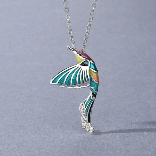 2021 Creative Hummingbird Pendant Necklace Color Epoxy Jewelry Bird Clavicle Chain Fashion Womens Necklace Hand Enamel