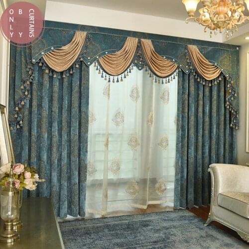 2021 European Style Simple Luxury Blackout Embroidered Curtains for Living Room Bedroom Study Blackout Curtains Custom