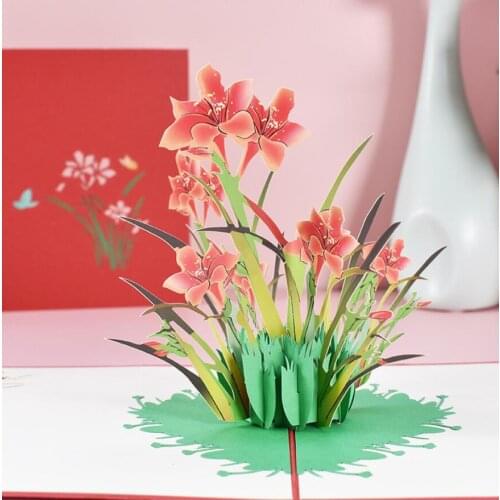 5pcs 15*20cm Origami 3D Pop UP Daffodilly Flower Greeting Card Invitation For Wedding Xmas Birthday Party Souvenirs Gift
